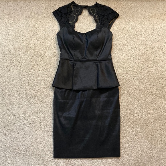 Cache taffeta peplum lace dress size 2 - Picture 3 of 12